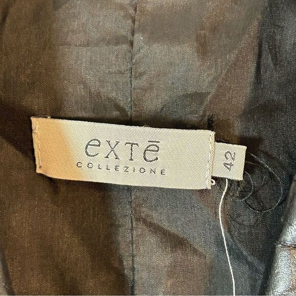 EXTE COLLEZIONE VERSACE WOMANS LEATHER JACKET BLAZER 42 US 6 BLACK ITALY CUT OUT - Picture 2 of 16